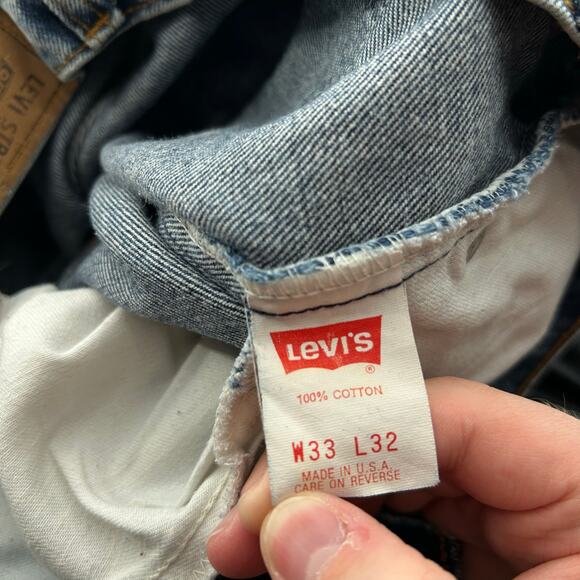 VTG 80s Men's Acid Wash Levi's 550 Blue Denim Jeans Orange Tab 33x32 act (32x32) - Picture 4 of 9